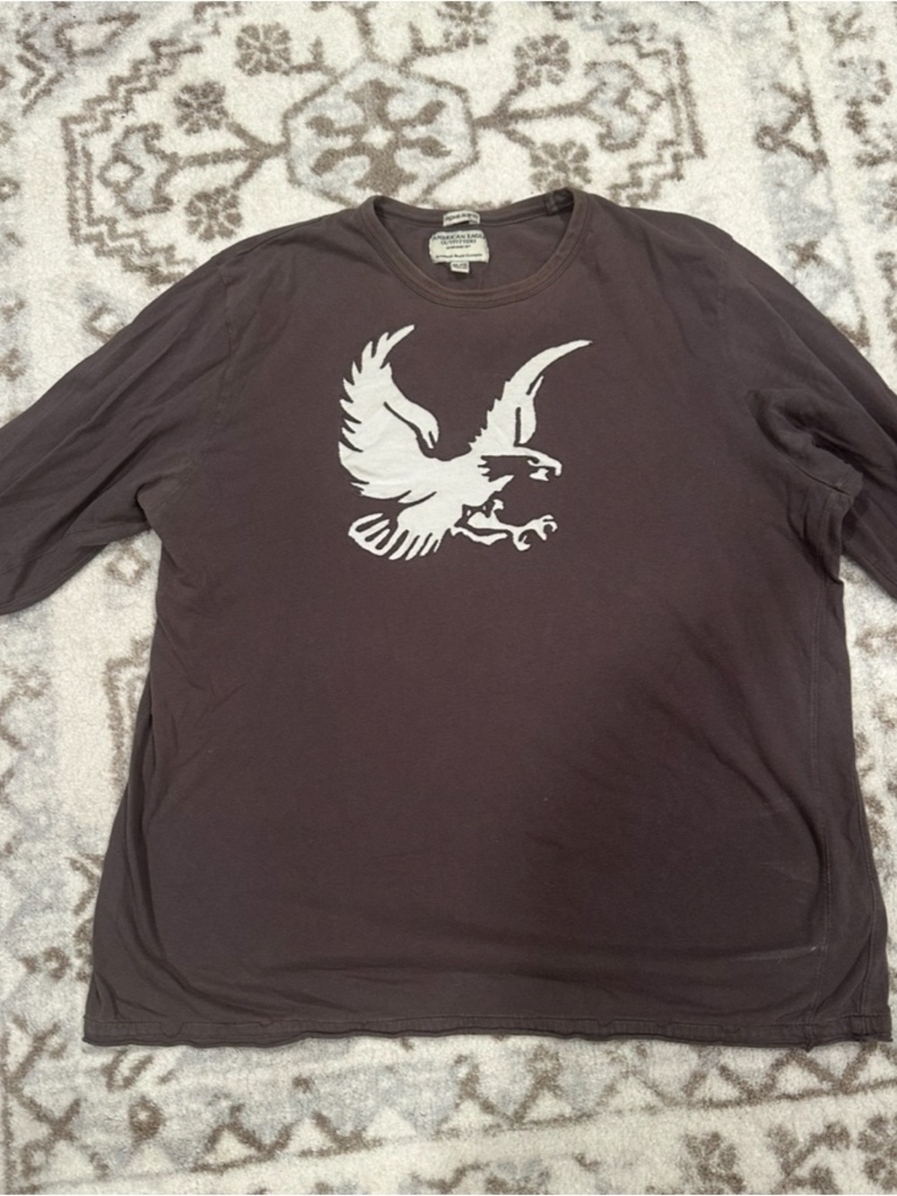 American Eagle outfitters Men's Long Sleeve Eagle Graphic Shirt - Brown XXL!